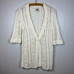 Marisa Christina Open Knit Sweater Cream Sweater Top sz L Indie Boho